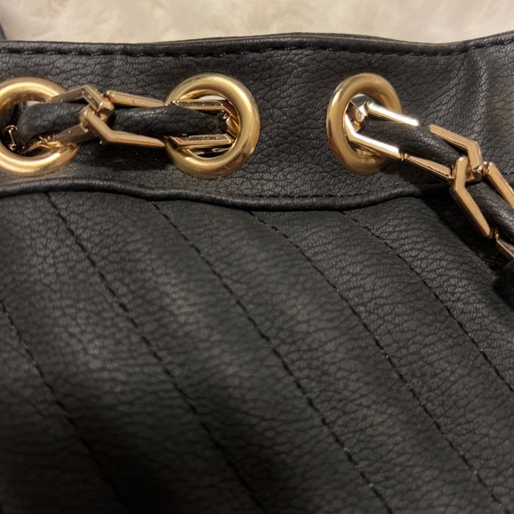 Free People Black and Gold Quilted Bucket Bag - Picture 4 of 6